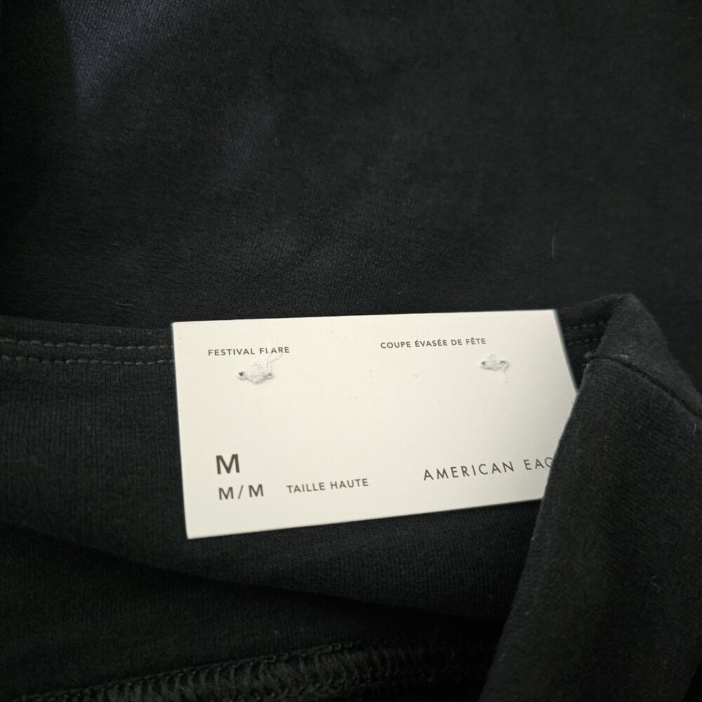 American Eagle Mid Rise Festival Flare Leggings Black‎ Medium - Picture 6 of 8